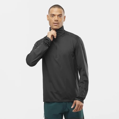 Sudaderas Salomon Essential Lightwarm Half Zip Hombre Negros | MX VESB852